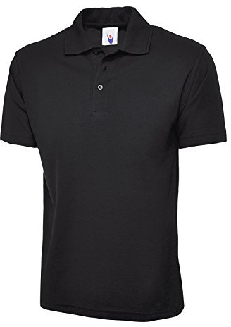 Mens & Womens Classic Polo Shirt Short Sleeve Plain Tee Top Casual Work Sports (4XL, Black)