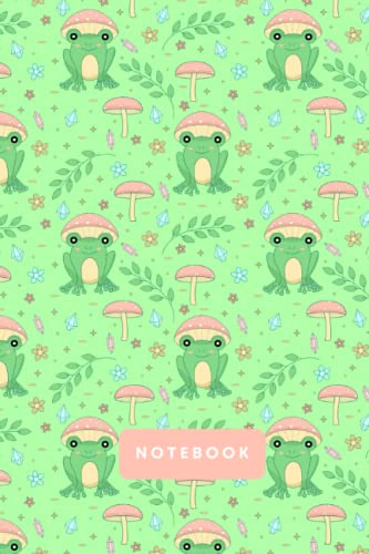 Notebook: Cottagecore Frog Notebook | Cute Green Frog Mushroom Journal Diary | Kawaii Aesthetic | Japanese Korean Stationery | A5 6x9” | 120 College Ruled Lined Pages