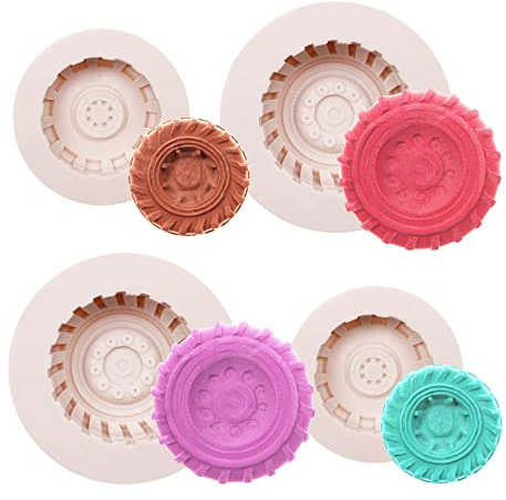 Lot de 4 moules en silicone 3D à grande roue pour chocolat - Motif détaillé - Parfait pour la décoration de gâteau de fête des pères, cupcakes, bougies de savon