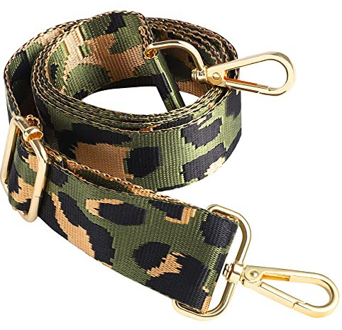 Thboxes Wide Shoulder Bag Strap, Leopard Print Replacement Handbag Straps Adjustable Crossbody Bag Strap with Clips for Women Handbag Canvas Bag