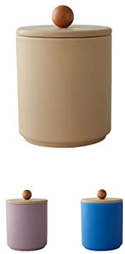 Design Letters Treasure Jar Beige | Vorratsdosen mit Holzdeckel 250 ml | Frischhaltedosen aus feinem Knochenporzellan | Aufbewahrungsdose für Haushalt und Küche | Aufbewahrungsbox mit deckel
