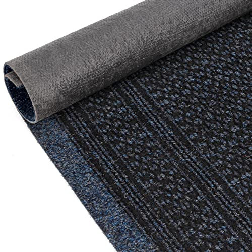 ANRO Schmutzfangmatte Flur Läufer Schmutzfangläufer Fußmatte Teppichläufer Flurteppich Türmatte Meterware Blau 120x80cm