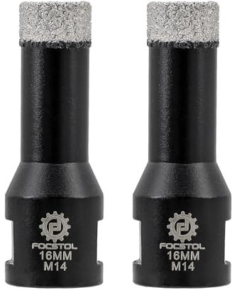 FOCSTOL Brocas Diamante - 2 piezas 16mm Corona Diamante para Porcelanico Baldosa Cerámica Mármol Granito Cuarzo para M14 Rosca Amoladora Angular