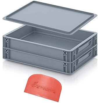 2 Pizzaballenbox mit einem Deckel und Teigschaber lebensmittelecht Pizzabox für Pizzateig I Passform für Kühlschrank I Pizza Gärbox Pizzateig-Behälter mit Deckel Teigballenbox Teigbox