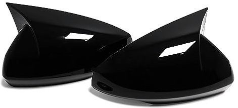 Rückspiegelgehäuse Rückspiegel Abdeckung Für VW Für Polo Mk6 AW Für GTI 2018-2021 OX Für Horn Auto Caps Shell Trim Carbon Look Außen Auto Spiegelkappen (Farbe : Glossy Black)