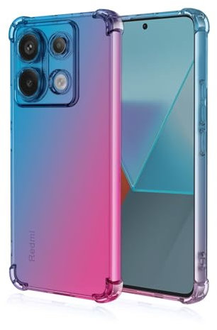 Topme Funda para Teléfono para Redmi Note 13 Pro 5G / Poco X6 5G (6.67 Inches), Funda para Teléfono Móvil con Gradiente de Color Transparente de Silicona Suave de TPU - Azul Rosado