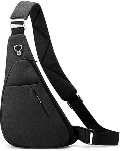 FOLOVEYA Brusttasche Herren Umhängetasche Klein Schultertasche Sling Bag Crossbody bag Leichte Sling Rucksack für Sport Radfahren Reisen Wasserdicht Polyester Chest Bag Rechte Schulter Schwarz
