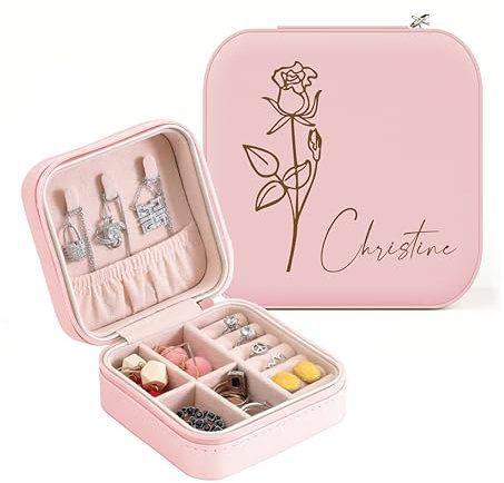 ALBK Personalisiert Schmuckkästchen mädchen Reise kleine -Schmuckkästchen Personalisiert Schmuckaufbewahrung Mädchen, für Ohrringe Halskette Ringe Geburtstagsgeschenke für Frauen Mädchen