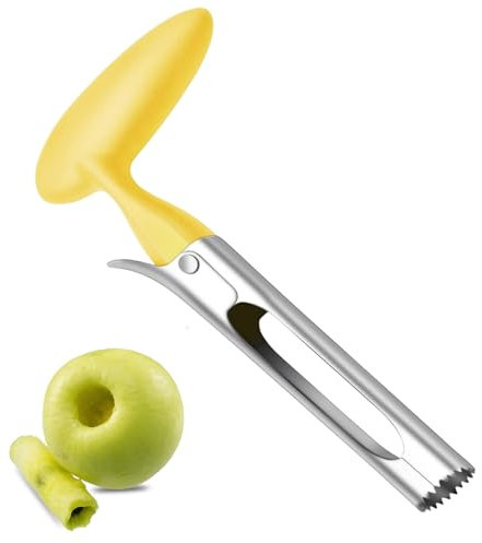 Apple Corer, Apple Corer Remover with ABS Handle and Serrated Stainless Steel Blade, Easy-to-Use Apple Core Remover for Pears, Bell Peppers, Fujis, and Crispy Fruits - Yellow