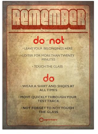 Displate Offiziell Portal Game MetallPoster Magnetische Befestigung Inklusive Lizenziert Bilder Hochwertiges Poster Rules - Size M - 45 cm x 32 cm