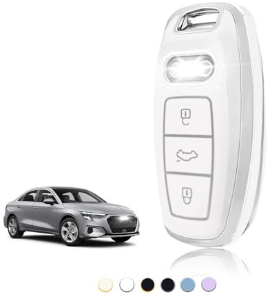 TOOMUME Coque Clé TPU, Etui Clé Étui Clé Adapté pour Audi A3 A4 A5 A6 A7 A8 A6L A8L Q5 Q7 Q8 RS6 RS7 S3 S6 S7 SQ7 SQ8 C8 D5 E-Tron Sportback, Couvre Clef Cache Cle Voiture Telécommande - Smart Key