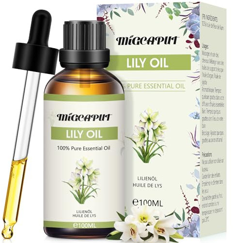 Migcaput Ätherische Öle Lilie-Öl 100 ml,100% Reine Natürliche, Aromatherapieöl von Erstklassige Qualität, Duftöle für Diffusor, Luftbefeuchter, Entspannen, Massage, Bad