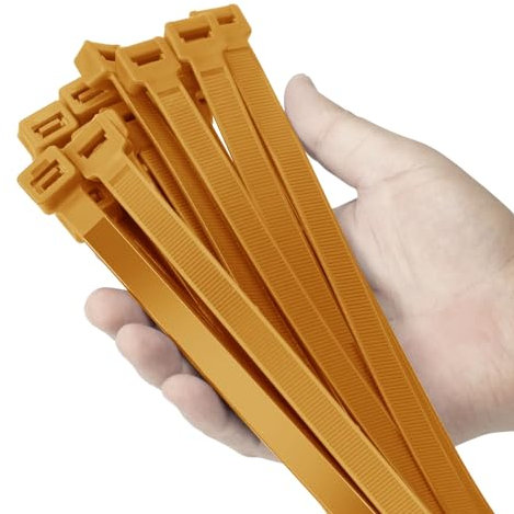 Armpow 12 inch Gold Zip Ties Heavy Duty 100 PCS, 250 LBS Ultra Exclusive Strong Plastic Wire Ties, Large Cable Ties Extra Long Tie Wraps, Indoor and Outdoor UV Resistant