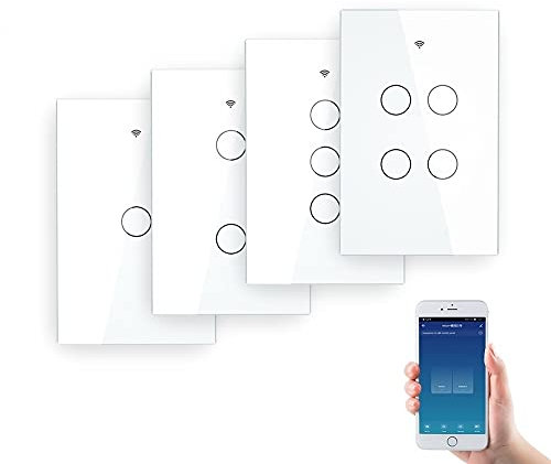 Rolladenschalter,Rolladenschalter Wlan Wall Touch Smart Light Switch mit Neutral/Nein Neutral, Kein Kondensator Smart Life / 2/3 Way Control(1-GANG_1)