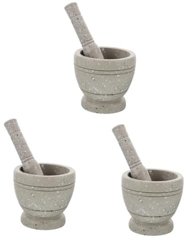 SOLUSTRE 3sets Garlic Pounder Pestle Spice Grinder Bowl for Garlic Masher Sturdy Kitchen Tool