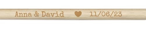 Wanapix | Baquetas Personalizadas con Nombre | Baquetas Bateria Personalizadas | Palillos Tambor | Madera de Nogal | 5A - 1,4ø x 40,5 cm | Corazón