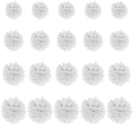 20 pezzi di bouquet di carta bianca, pon pon di carta velina, set di bouquet di carta da appendere, bouquet per feste, decorazioni per matrimoni, oggetti di scena per decorazioni per feste
