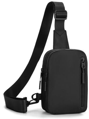 Lidxfeo Multi-Pocket Brusttasche Herren, Wasserdicht Chest Crossbody Bag Klein, Anti-Diebstahl Sling Schultertasche, Handytasche mit Reißverschlusstasche für Wandern, Reisen, Joggen usw