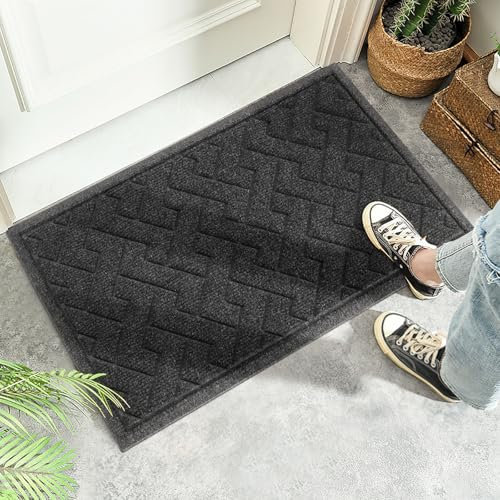 LEKEEPGO Zerbino Ingresso Esterno, Zerbino Ingresso Interno Assorbente, Anti-sporco Tappeto Ingresso Esterno, Tappeto Ingresso Interno Basso Profilo con Retro Antiscivolo, 43.5 x 75 cm, Grigio