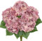 Hollyone Mazzo di ortensie rosa chiaro, fiori artificiali, grande bouquet di ortensie finte in seta sintetica per decorazione della casa, composizione floreale, matrimonio, bouquet di fiori,