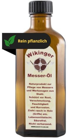 Wikinger Messeröl 50ml - Lebensmittelechtes Kamelienöl für Messer & Damastmesser Pflege - Säurefreies Schwertöl mit Rost- & Korrosionsschutz - Messer Öl zum Schutz von Klingen & Holzgriffen