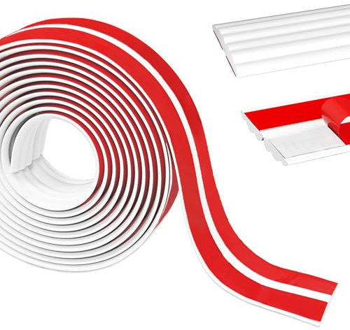 3M*40MM Plinthe Souple Autoadhésive PVC, Revêtements D'angle Autocollant Plinthe Souple Protection D'angle Bordure D’Angle de mur Bande Décorative, pour Carrelage, Bords de Murs, Armoires et DIY