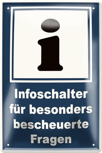 schilderkreis24 Blechschild 20x30cm – „Infoschalter für besonders bescheuerte Fragen“ – Humorvolle Wanddeko für Büro, Empfang & Partykeller