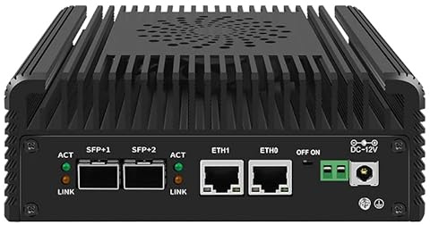 HKUXZR Firewall Appliance Mini PC, New 12th gen Intel N150 Soft Router 2X10G SFP+ Intel 82599ES Optical Port chip+ 2XI226-V 2.5G Nvme 2XHD DDR5 NAS Server VPN Router PC AES-NI HDMI DP (NO RAM NO SSD)