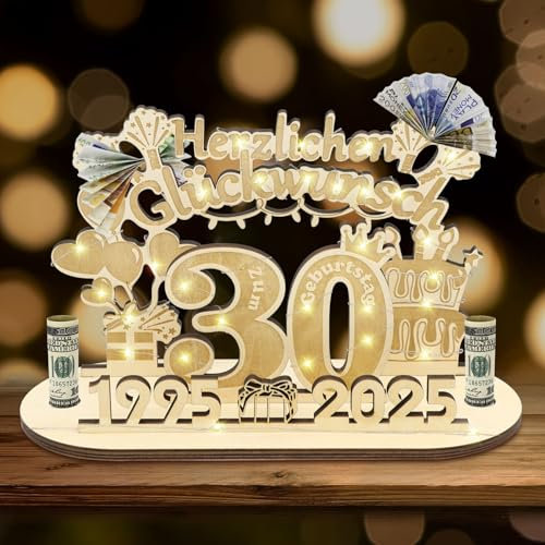 Herbst 30 Geburtstag Geldgeschenk, 2025 Holzschild 30. Geburtstag Frauen Männer, Personalisiertes Geschenke für 30 Jahre Geburtstag Deko (30)