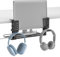 KDD Desk Side Laptop Mount - 3 in 1 Adjustable Laptop Holder with Cable Management Tray & Headphone Hanger and Cable Ties, No Drill Clamp on Desk Storage Set Suitable for Tablet/Headphone