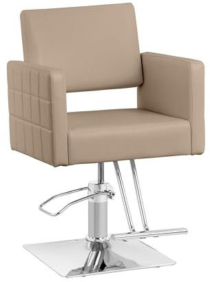 Physa Sillón de Peluquería Ribbleton con Reposapiés Altura del Asiento 49-63 cm hasta 150 kg Beis Sillón de barbería Silla de peluquería
