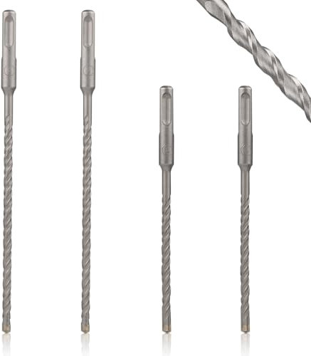 DXLing Lot de 4 forets SDS 6 mm x 160 mm et 6 mm x 210 mm - Avec 4 tranchants en métal dur - Idéal pour percer dans la pierre, le béton, la pierre naturelle, le mur de brique