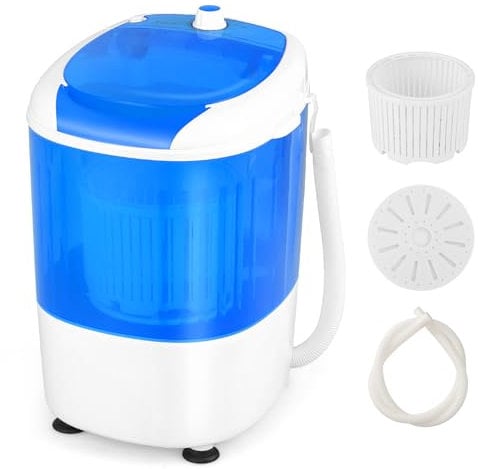 TANGZON 2-in-1 Portable Washing Machine, Single Tub Small Washer and Spin Dryer with Timing Function, Compact Laundry Machine for Camping Caravan Dorms Apartments College (Blue)