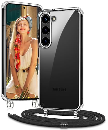 Vaykwo Handykette für Samsung Galaxy A55 / A35 5G Hülle mit Band, Schwarz | Necklace Handyhülle, Transparente Case zum Umhängen mit Kameraschutz und Bildschirmschutz,