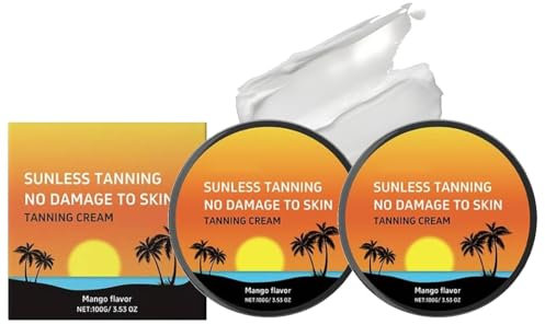Bräunungsbeschleuniger Creme,Premium Bräunungscreme,Tanning Cream,Erzielen Sie eine Natürliche Bräune mit Natürlichen Inhaltsstoffen,Effektiv in Sonnenbank & Außensonne,Leichte Textur (Mango x2)