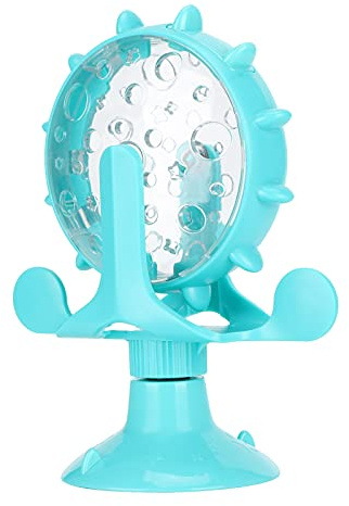 KIMISS Dog Food Leakage Toy, ABS Pet Cat Rotation for Windmill Educational Toy, Treat Dispensing Chew Toys Interactive Training ToyYellow Puzzle Kitten Slow Feeders Snack Distribution (Blue)