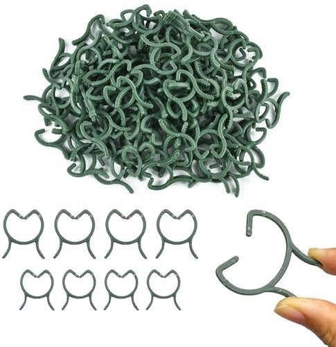 150Pcs Garden Plant Clips Garden Clips Vine Fixing Clips,Adjustable Plant Stem Rings Plant Support Clips for Support Vine Vegetables Tomatoes Watermelon Pumpkin Climbing Plants(2 Sizes)