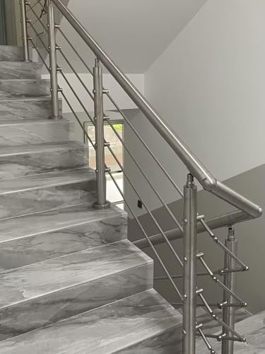 ZAQYCM Escalier Garde Corps Kits De Balustrade en Métal pour Escaliers Intérieurs Extérieurs, Kit De Garde-Corps De Terrasse De 90cm De Haut, Main Courante en Acier Inoxydable(L 185cm)