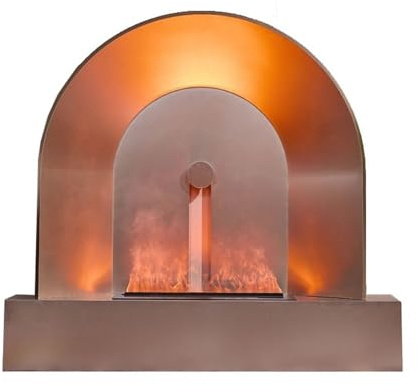 Ultra Slim Frame ﻿3D Water Vapor Fireplace, Arched Gold Decorative Electric with Realistic Atomized Flame