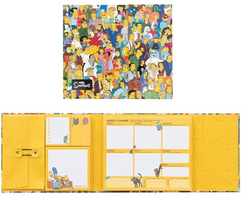 Grupo Erik Die Simpsons Wochenplaner Haftnotizen Geschenke Einschulung | Notizzettel Block für To Do Liste Einkaufszettel - Undatierten Wochenplaner Notizblock Block Buch Merch Schulsachen