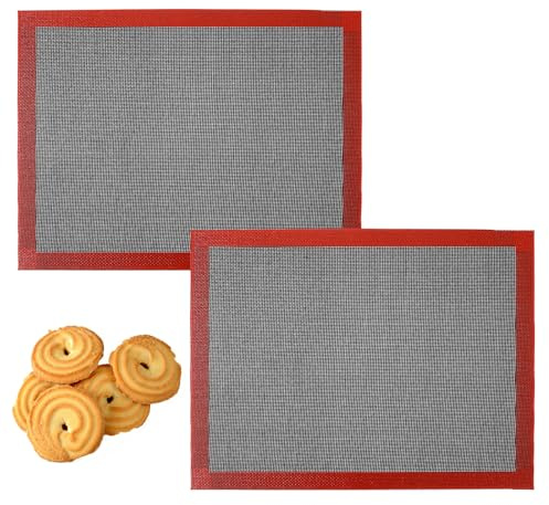 2 Pcs Silicone Baking Mat, 15.7*11.7 Silicone Baking Sheets, Reusable Cooking Mat Breathable Mesh Cookie Mats for Cookies, Bread and Pastry, Bakings Supplies for Oven