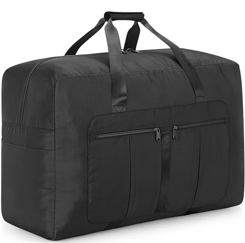 YOUNGOA Große Reisetasche für Herren & Damen, 110L Faltbare Reisetaschen Groß, Wasserdicht Weekender Saunatasche Sporttasche Travel Duffle Bag Handgepäck, Schwarz