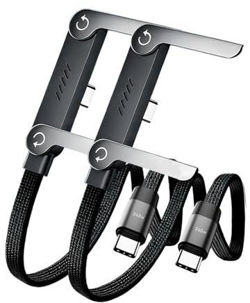 2 in 1 Ladekabel mit Unsichtbarer Halterung, 2026 Neu 240W Schnellladekabel 1.5m mit Integriertem Handy Ständer USB-C Kabel, Typ-C-Ladekabel Geflochtenes für Tablets Handy (2pcs)