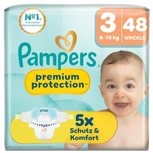 Pampers Premium Protection Größe 3, 48 Windeln, 6kg-10kg | unser Nr. 1 Haut- und Auslaufschutz