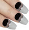 Faux Ongles Bling Art Noir Blanc Glossy Ballerine Cercueil 24 Longue Faux bouts d'ongles acrylique avec colle