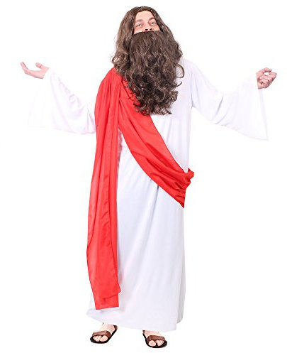 I LOVE FANCY DRESS Jesus Sohn GOTTES KOSTÜM VERKLEIDUNG =2 Verschiedene GRÖßEN +MIT ODER OHNEN BART+PERÜCKE = DAS PERFEKTE KOSTÜM FÜR Religion=Fasching Karneval Halloween= MIT PERÜCKE -XLarge