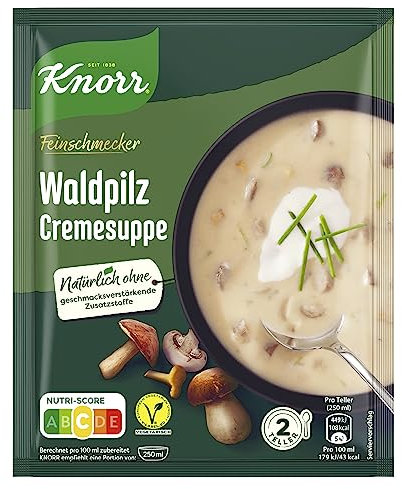 Knorr Feinschmecker Suppe Waldpilz Cremesuppe leckere Pilzsuppe ohne geschmacksverstärkende Zusatzstoffe und ohne Farbstoffe 16x 2 Teller