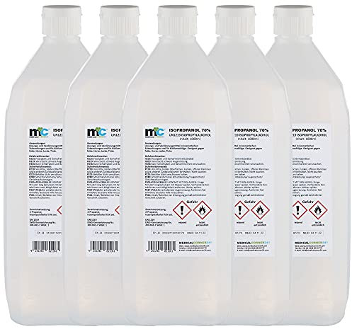 Medicalcorner24 Isopropanol 70% Isopropylalkohol 2-Propanol, 5 x 1 Liter Sprühflasche, 5 x 1000 ml
