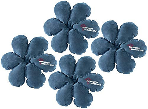 Newgen Medicals kompakte Reisekissen: 4 aufblasbare Reisekissen in Blumenform mit integriertem Saugnapf (Reise-Kopfkissen aufblasbar, Kopfpolster, Picknickdecke)