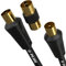 G-PLUG 0.5m Long TV Aerial Cable with Plug Adapter - Coaxial Satellite Cable TV Antenna AV Lead Male to Male with RF Connector Coax Extension Gold - FreeView, FreeSat, Sky Box, BT